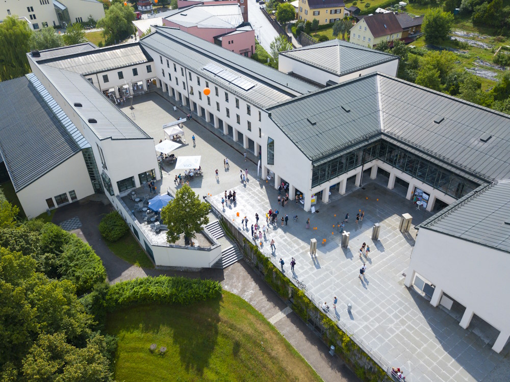 An aerial photo of the university of Passau's campus