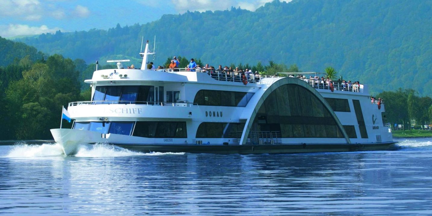 A photo of a ship called 'Regina Danubia' on the Danube